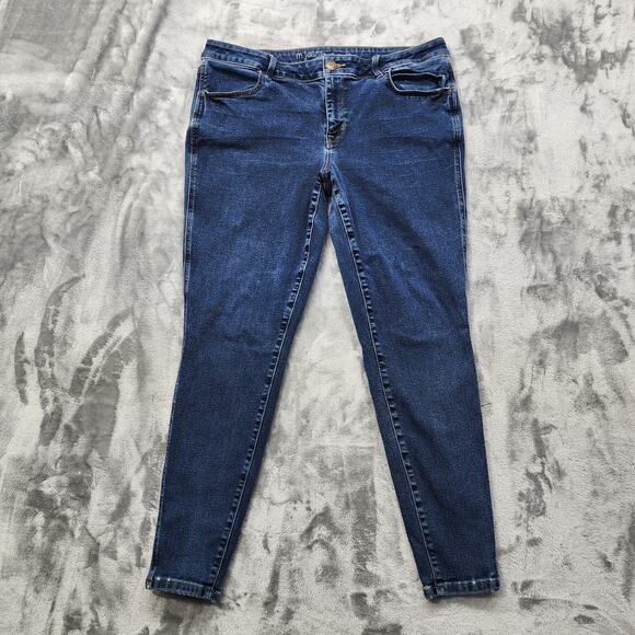 Maurices Denim - Maurices M Jeans Womens XL Blue Distressed Mid Rise Skinny Jegging Ankle Stretch